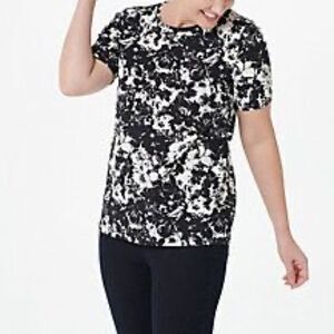 Isaac Mizrahi Live! Short-Sleeves Floral Printed Easy Tee